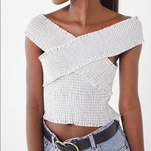 Urban Outfitters Smocked Cross-Neck Top